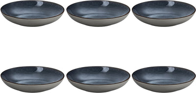 Médard de noblat - sentiment indigo - assiette creuse 24,5 cm - 6 pièces - grès
