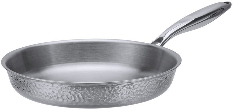 Poêle cratère Resto 26 cm - poêle inox triple épaisseur - compatible induction - poêle professionnelle - revêtement antiadhésif Pfluon - passe au four