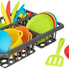 Rack de lave-vaisselle à la maison de TOI-TOYS avec couverts et casseroles, 27dlg.