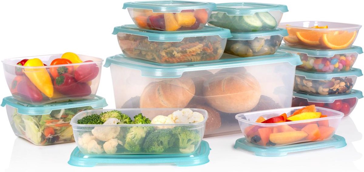 Alpina set de boîtes pour aliments frais avec couvercle 13 pièces - boîtes de préparation de repas - boîtes de congélation - 8 x 500 ml, 2x 1000 ml, 2x 1150 ml, 1x 6800 ml - passent au micro-ondes, au congélateur et au lave-vaisselle