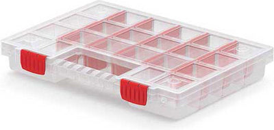 Valise à compartiments boîte de tri Kistenberg - clous vis petits objets - 20 compartiments - plastique - transparent - 34 x 25 x 5 cm
