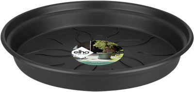 Elho green basics soucoupe 25 - soucoupe pour intérieur et extérieur - culture et récolte - ø 25,5 x h 3,6 cm - noir vivant