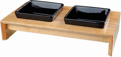 Trixie Feed Set Ceramics avec Base en bois noir