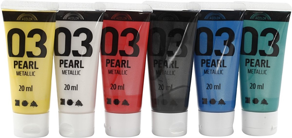 Peinture acrylique A-color métallisée, métallisée, couleurs standards, 6x20 ml 1 boîte