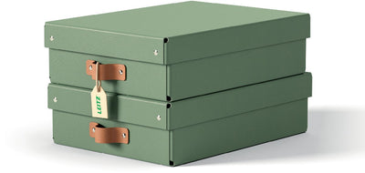 Boîte de rangement Leitz puro moyenne basse avec couvercle - lot de 2 - 8l - carton 100% recyclé - vert