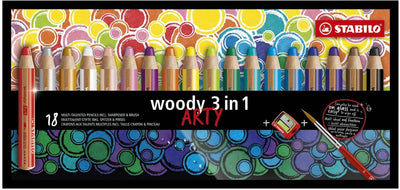 Crayons de couleur arty stabililo woody 18 couleurs + crayon net