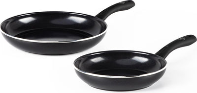 Greenchef set de poêles diamant 2 pièces - 20 28 cm - revêtement antiadhésif sans PFA - set de poêles à induction - poêle en céramique - passe au four jusqu'à 160°c - poignée de refroidissement - noir