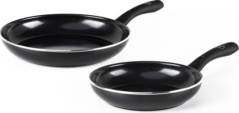 Greenchef set de poêles diamant 2 pièces - 20 28 cm - revêtement antiadhésif sans PFA - set de poêles à induction - poêle en céramique - passe au four jusqu'à 160°c - poignée de refroidissement - noir