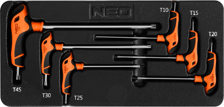 Tiroir à insert Neo pour chariot à outils, jeu de clés Torx, 6 pièces