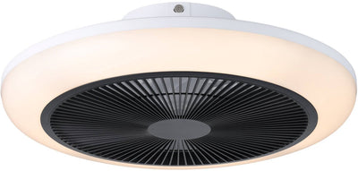 Plafonnier Eglo sayulita 1 avec ventilateur - 46 cm - lumière blanche orientable - économie d'énergie DC - noir et blanc - dimmable - 3 positions