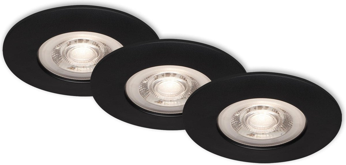 Briloner - Spots encastrables LED - lot de 3 - dimmable - noir - 5w - ip44 - 3 000 k