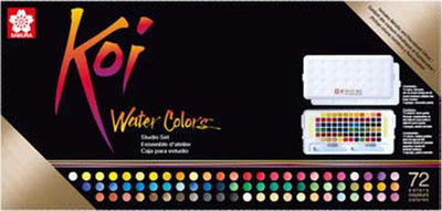 Ensemble de studio d'aquarelles Sakura koi | 72 demi-casseroles