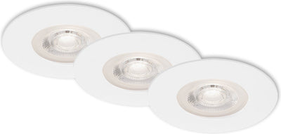 Briloner - lot de 3 spots encastrables LED - dimmable - éclairage salle de bain - ø9 cm - ip44 - 5w - 460 lm - 3 000 k - blanc