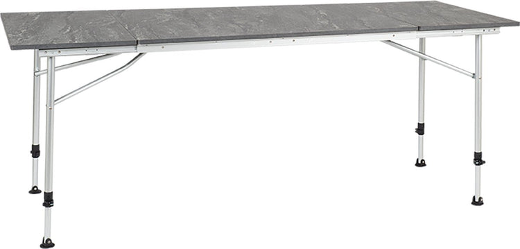 Table de camping extensible Travellife sorrento gris foncé 100 140 180x70cm - compacte et conviviale - réglable en hauteur - stable et légère
