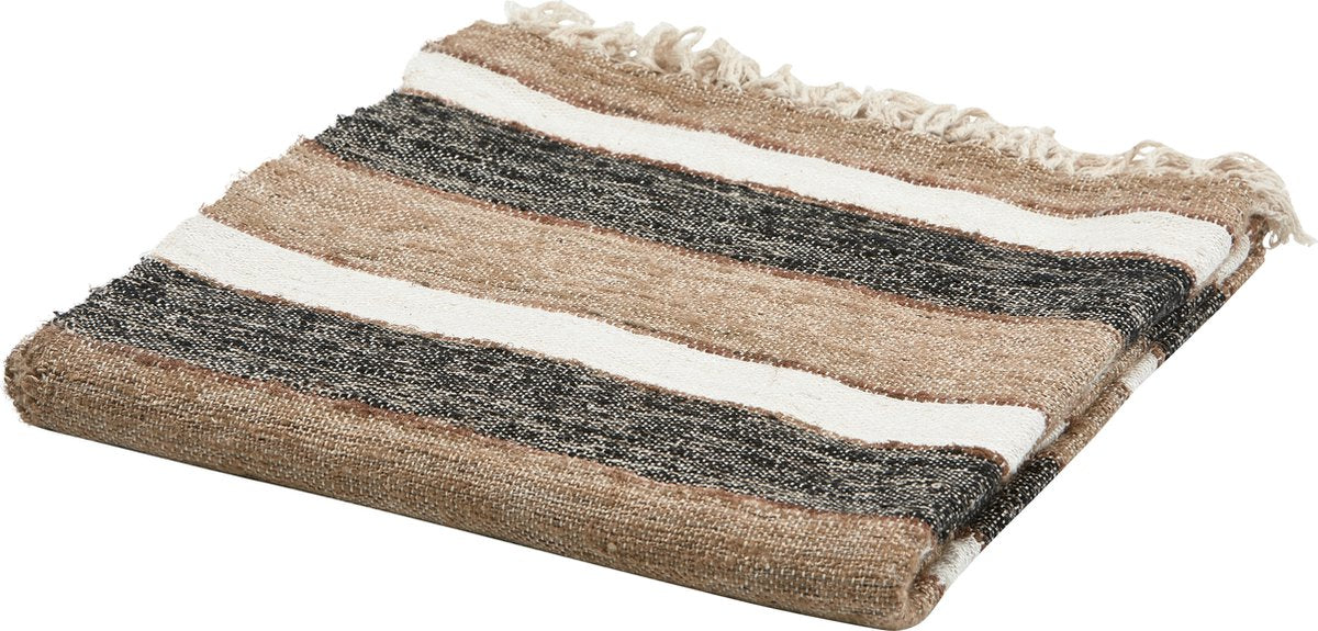 Plaid en hêtre Woood - coton - noir naturel - 130x170x1