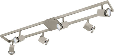 Eglo zeraco - spot - 6 lumières - nickel mat