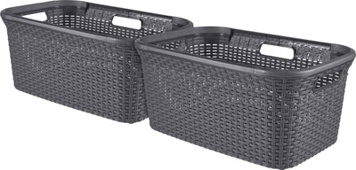 Panier à linge style Curver - 45l - 2 pièces - anthracite