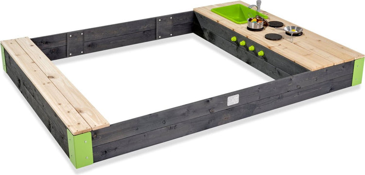 Exit toys exit bac à sable en bois aksent 200x140cm - bac à sable extérieur - bac à sable enfant - bois FSC - jardin
