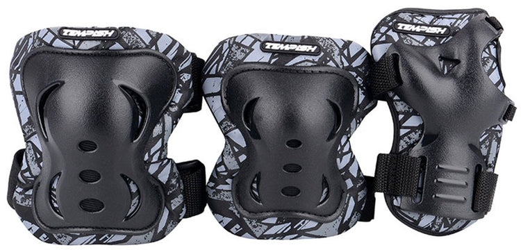 Ensemble de protection de skate Tempish pour adultes - protège-poignets, coudes et genoux - noir - taille XL