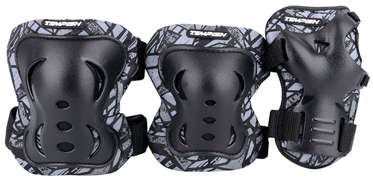 Ensemble de protection de skate Tempish pour adultes - protège-poignets, coudes et genoux - noir - taille m