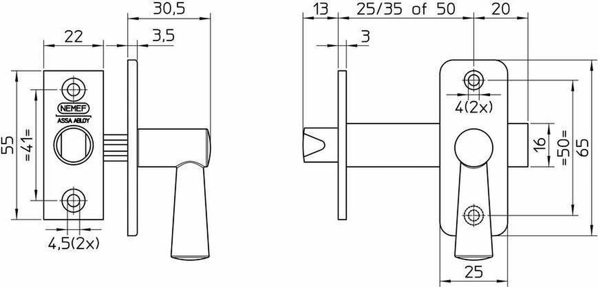 Boulon Nemef 2600 4 inserts - 50 mm