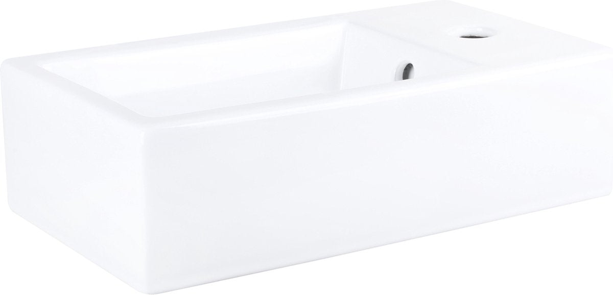 Fontaine à force Differnz 40x22x11,5cm 1 trou de robinetterie rectangle céramique blanc
