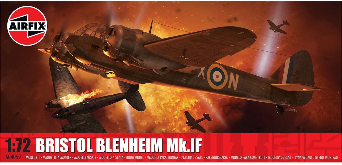 Airfix maquette avion - 04059 bristol blenheim mk.if – avion à hélice en plastique - 1:72 - modélisme