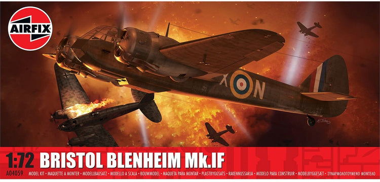 Airfix maquette avion - 04059 bristol blenheim mk.if – avion à hélice en plastique - 1:72 - modélisme