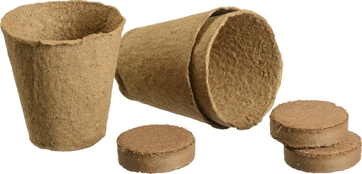 Nature - biopot h8 x ø8cm + tablette de noix de coco (3 pcs.) - pot à découper - biodégradable