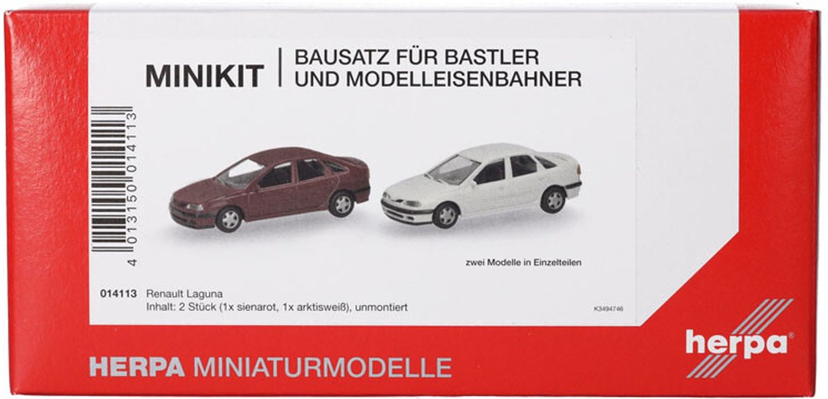 Herpa renault laguna, rouge blanc (mini kit 2 pcs.)