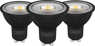 Lampe LED Calex - 3 pièces - 3x spot gu10 - spots encastrés - dimmable - noir - lumière blanc chaud - 5w