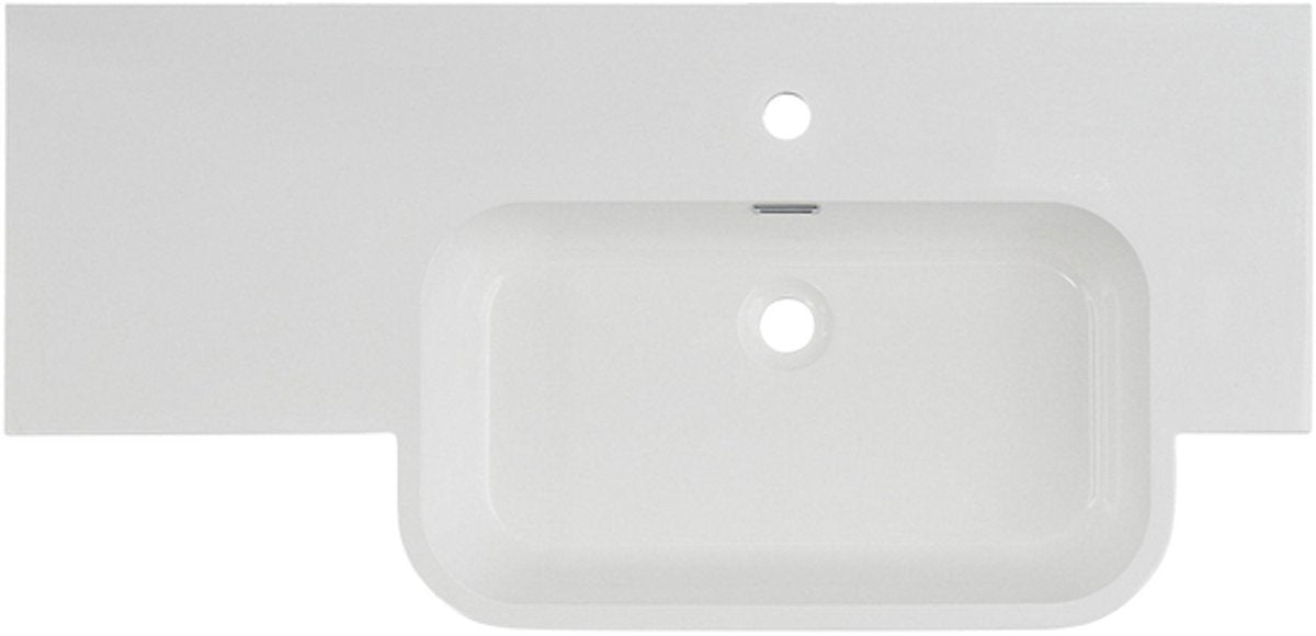 Évier Differnz 100x20x48cm 1 trou robinetterie 1 évier polybéton blanc