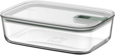 Récipient alimentaire en verre Mepal easyclip - 1,5 l - Récipient alimentaire en verre à fermeture coulissante - Convient au micro-ondes. four (à vapeur). réfrigérateur et congélateur - sauge nordique