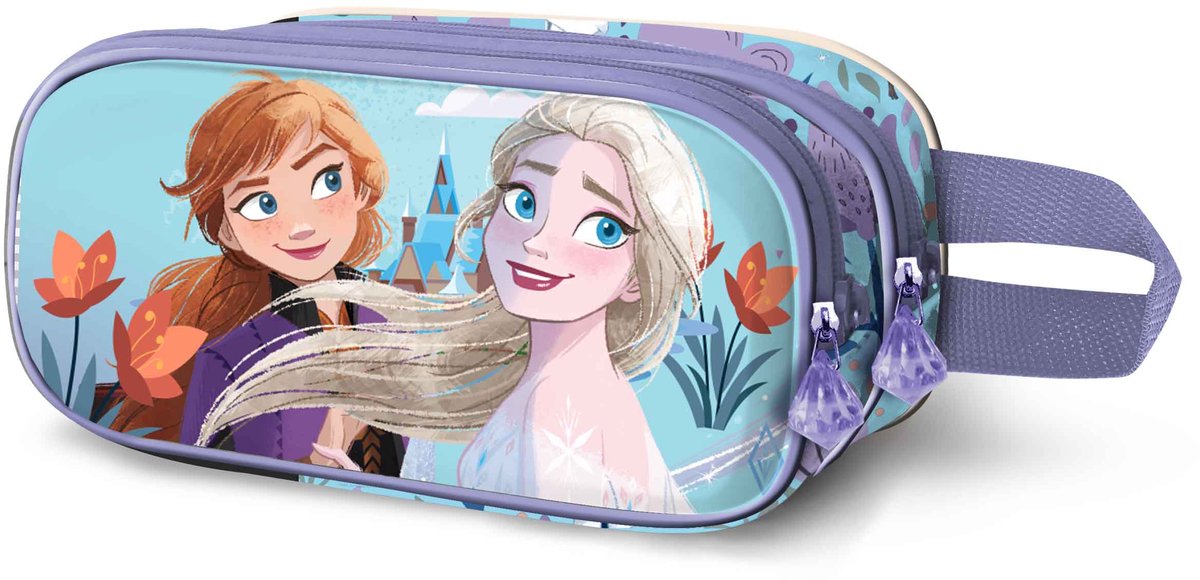 Karactermania - disney - reine des neiges 2 - trousse à crayons - trousse à stylos - double fermeture éclair - reine des neiges 2 printemps