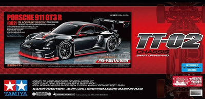 Tamiya modèle kit voiture - 47512 voiture rc - porsche 911 gt3 r (992) - tt-02 - carrosserie pré-peinte rc plastique - 1:10 - modélisme