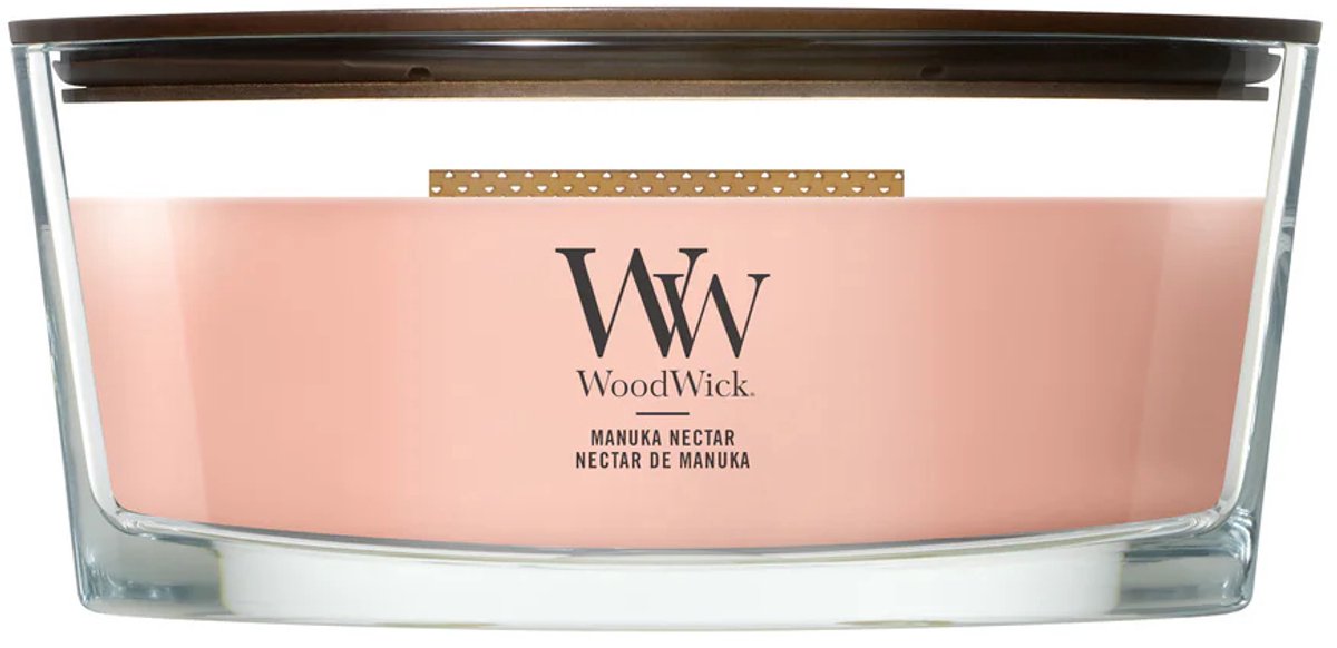 Bougie parfumée Woodwick Heartwick Flame Ellipse - Nectar de Manuka - 50 heures de combustion
