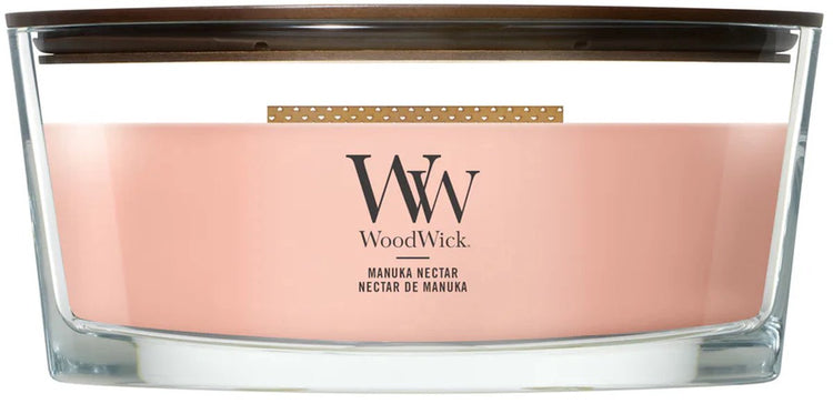 Bougie parfumée Woodwick Heartwick Flame Ellipse - Nectar de Manuka - 50 heures de combustion