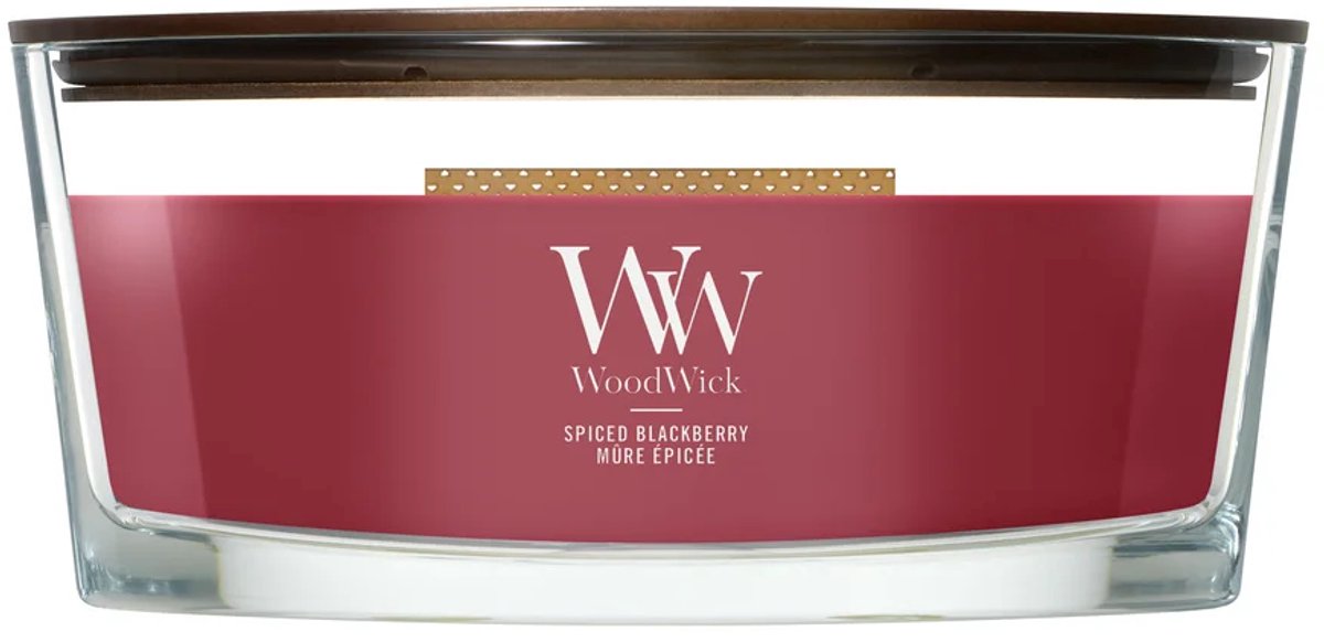 Bougie parfumée Woodwick Heartwick Flame Ellipse - Mûre épicée - 50 heures de combustion