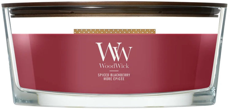 Bougie parfumée Woodwick Heartwick Flame Ellipse - Mûre épicée - 50 heures de combustion