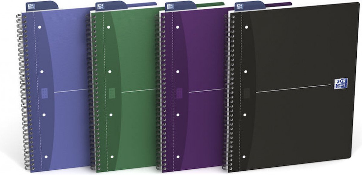 Bloc spirale Oxford essentials a4+ 90 feuilles 4 trous diamant 5mm assortis