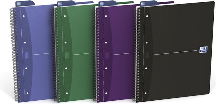 Bloc spirale Oxford essentials a4+ 90 feuilles 4 trous diamant 5mm assortis