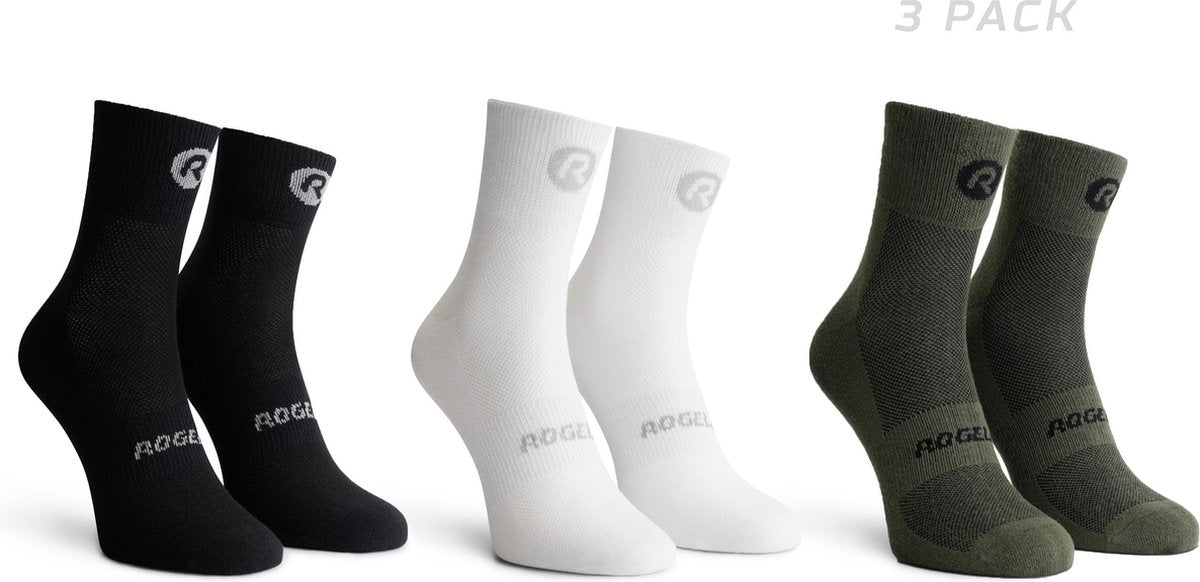 Rogelli core combinaison chaussettes de cyclisme - lot de 3 - noir blanc armée vert - 44 47