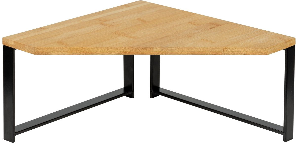 Wenko étagère de cuisine modèle lou corner en acier noir mat et bambou certifié FSC 30x15x30cm - étagère de cuisine sur pied - organisateur de cuisine