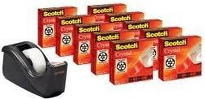 Ruban adhésif Scotch crystal 600 19mmx33m transparent + support c60 offert