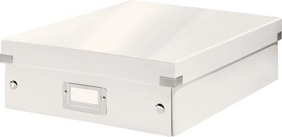 Boîte de rangement Leitz wow click store de taille moyenne - Carton recyclé à 85 % - Boîte de tri peu encombrante avec compartiments - 28,1 x 10 x 37 cm (LxHxP) - blanc