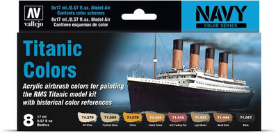 Vallejo Hobby Paint Ships - 71646 Titanic Ship Colors - Set de peinture acrylique - 8x 17 ml