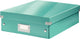 Boîte de rangement Leitz wow click store de taille moyenne - Carton recyclé à 85 % - Boîte de tri peu encombrante avec compartiments - 28,1 x 10 x 37 cm (LxHxP) - bleu glacier