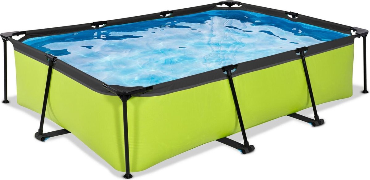 Exit toys exit piscine cadre en chaux 300x200x65cm - piscine hors sol - avec pompe de filtration - rectangulaire - vert