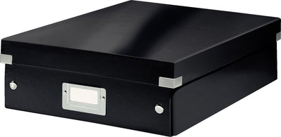 Boîte de rangement Leitz wow click store de taille moyenne - Carton recyclé à 85 % - Boîte de tri peu encombrante avec compartiments - 28,1 x 10 x 37 cm (LxHxP) - noir