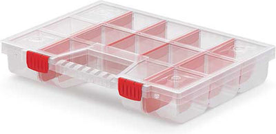 Valise à compartiments boîte de tri Kistenberg - clous vis petits objets - 12 compartiments - plastique - transparent - 39 x 29 x 6,5 cm